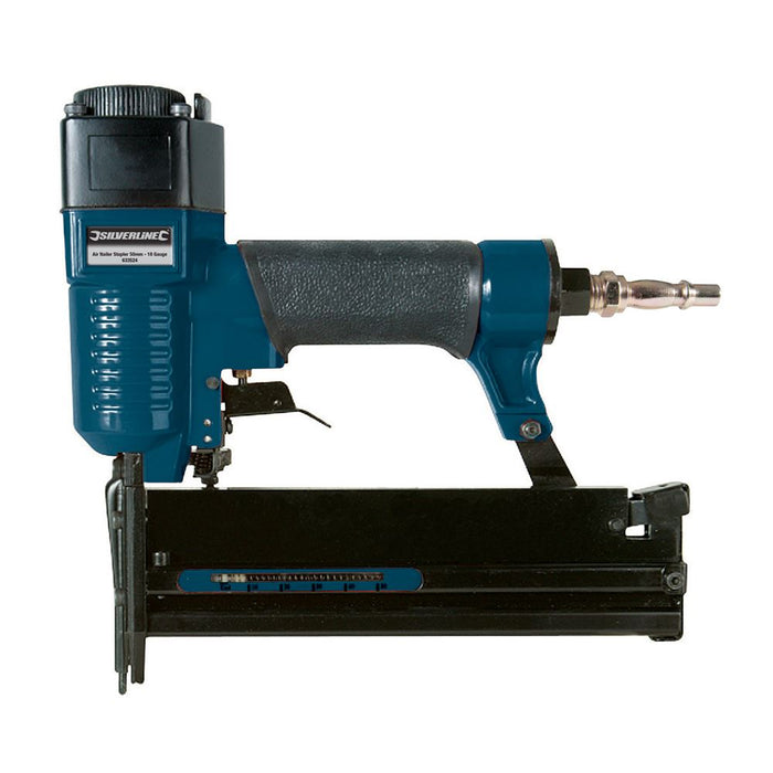 Silverline Air Nailer Stapler 10-50mm 18 Gauge Brad Nail Staple Gun Tacker Silverline  - Dynamic Drive