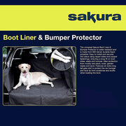 Sakura Heavy Duty Water Resistant Car Boot Liner Mat & Bumper Protector - Black Sakura  - Dynamic Drive