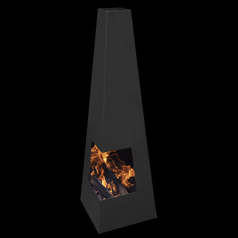 Dellonda Chiminea Wood Burner Heater for Outdoors W45cm x H150cm - Black Steel Dellonda  - Dynamic Drive