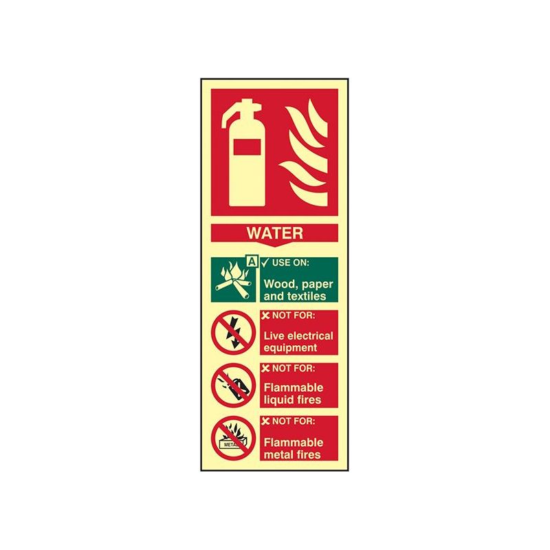 Scan Fire Extinguisher Composite Water - Photoluminescent 75 x 200mm Scan - Dynamic Drive