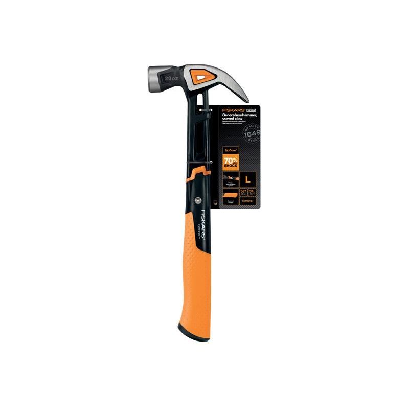 Fiskars IsoCore Curved Finishing Hammer 570g (20oz) Fiskars - Dynamic Drive