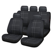 Sakura Seat Covers Checks Full Set includes Head Rest, Black/ White Sakura  - Dynamic Drive