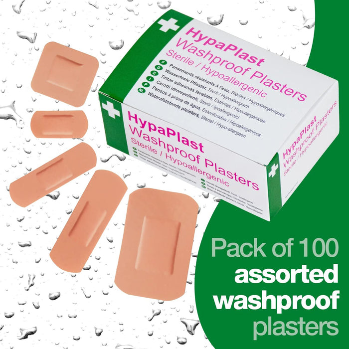 Safety First Aid HypaPlast Assorted Washproof Plasters - Pack of 100 Safety First Aid Group  - Dynamic Drive