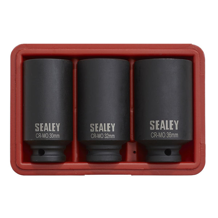 Sealey Impact Hub Nut Socket Set 3pc 12-Point 1/2"Sq Drive SX051 Sealey - Dynamic Drive