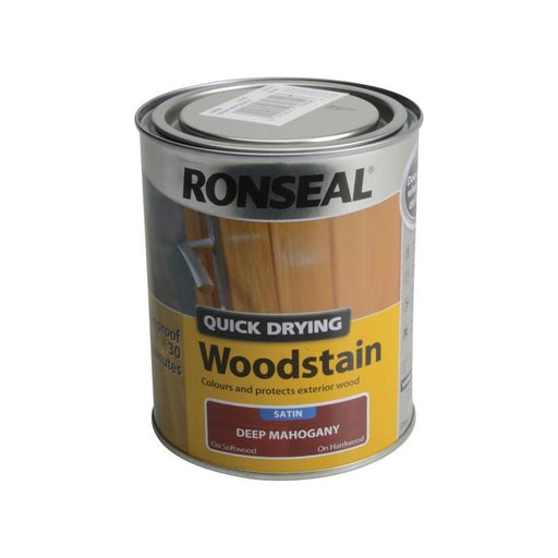 Ronseal Quick Drying Woodstain Satin Deep Mahogany 750ml Ronseal - Dynamic Drive