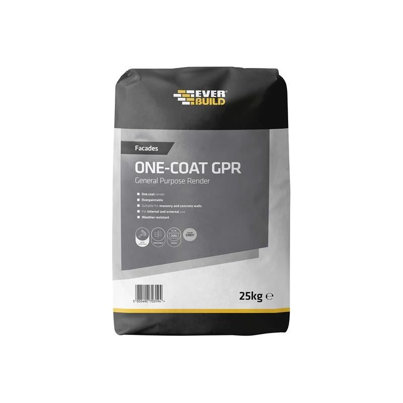 Everbuild Sika One-Coat General Purpose Render Grey 25kg Everbuild Sika - Dynamic Drive