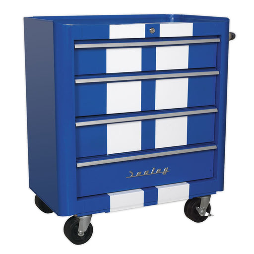 Sealey Rollcab 4 Drawer Retro Style Blue with White Stripes AP28204BWS Sealey - Dynamic Drive
