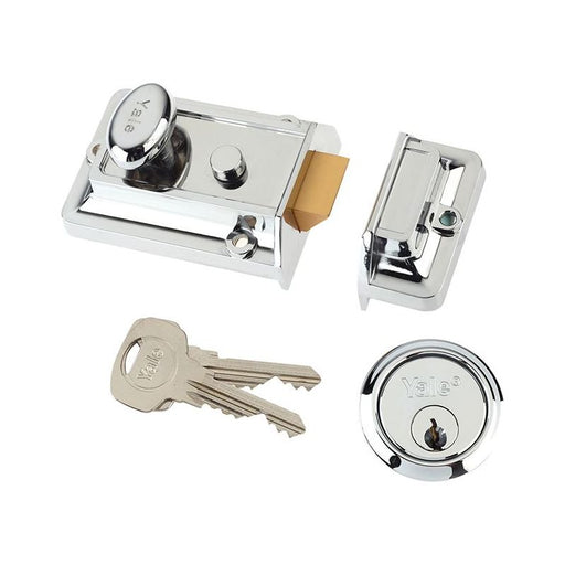 Yale Locks P77 Traditional Nightlatch 60mm Backset Chrome Finish Box Yale Locks - Dynamic Drive