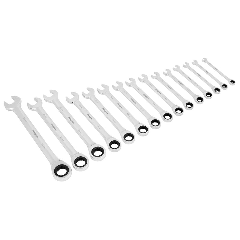 Sealey Combination Ratchet Spanner Set 15pc Metric S01247 Sealey - Dynamic Drive