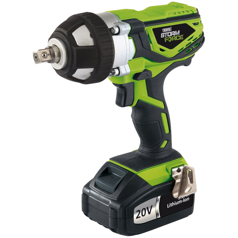 Draper Storm Force 20V Cordless Impact Wrench, 1/2" Sq. Dr., 400Nm, 1 x 3.0Ah Ba Draper - Dynamic Drive