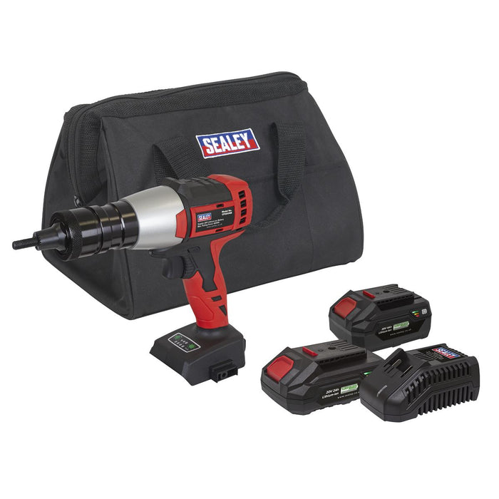 Sealey SV20 Series Brushless Cordless Nut Riveter 20V - 2 Batteries CP20VNRKIT Sealey - Dynamic Drive