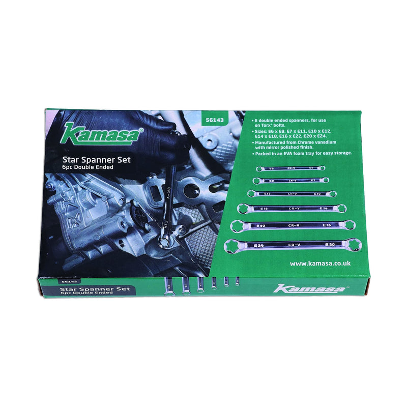 Kamasa Double Ended Star Spanner Set - 6pc 56143 Kamasa - Dynamic Drive