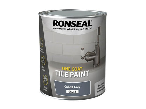 Ronseal One Coat Tile Paint Cobalt Grey Gloss 750ml Ronseal - Dynamic Drive