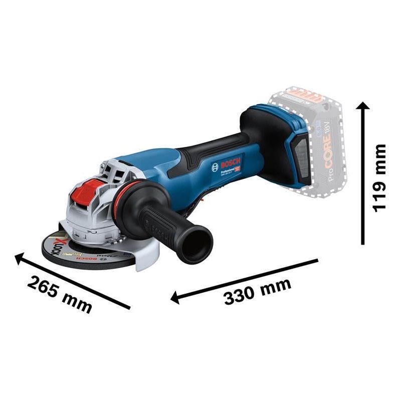 Bosch GWX 18V-15 P Professional BITURBO Angle Grinder 125mm 18V Bare Unit Bosch - Dynamic Drive