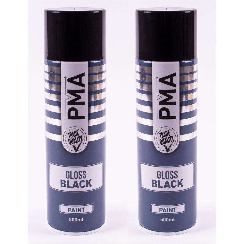 2x Autotek Professional Gloss Black 500ml Spray Paint High Coverage Autotek - Dynamic Drive
