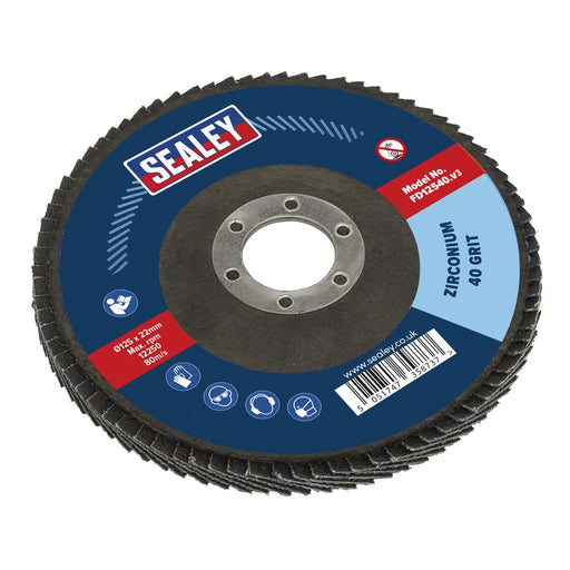 Sealey Flap Disc Zirconium125mm22mm Bore 40Grit FD12540 Sealey - Dynamic Drive