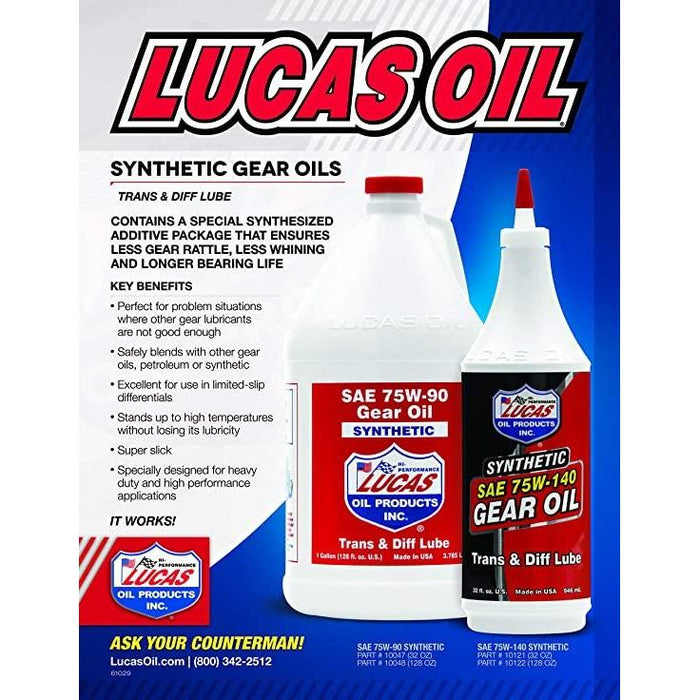 Lucas Synthetic Sae 75W90 Gear Oil Transmission Or Diff Oil Exceeds Api Gl5 Spec Lucas Oil - Dynamic Drive