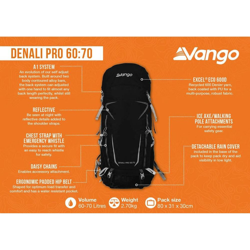 Vango Denali Pro Black Rucksack Backpack Vango - Dynamic Drive