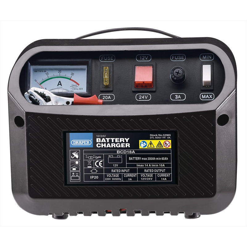 Draper 12/24V Battery Charger, 10 - 14A 52965 Draper - Dynamic Drive