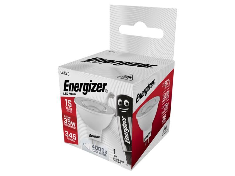 Energizer® LED GU5.3 (MR16) 36° Non-Dimmable Bulb, Cool White 345 lm 4.5W Energizer® - Dynamic Drive
