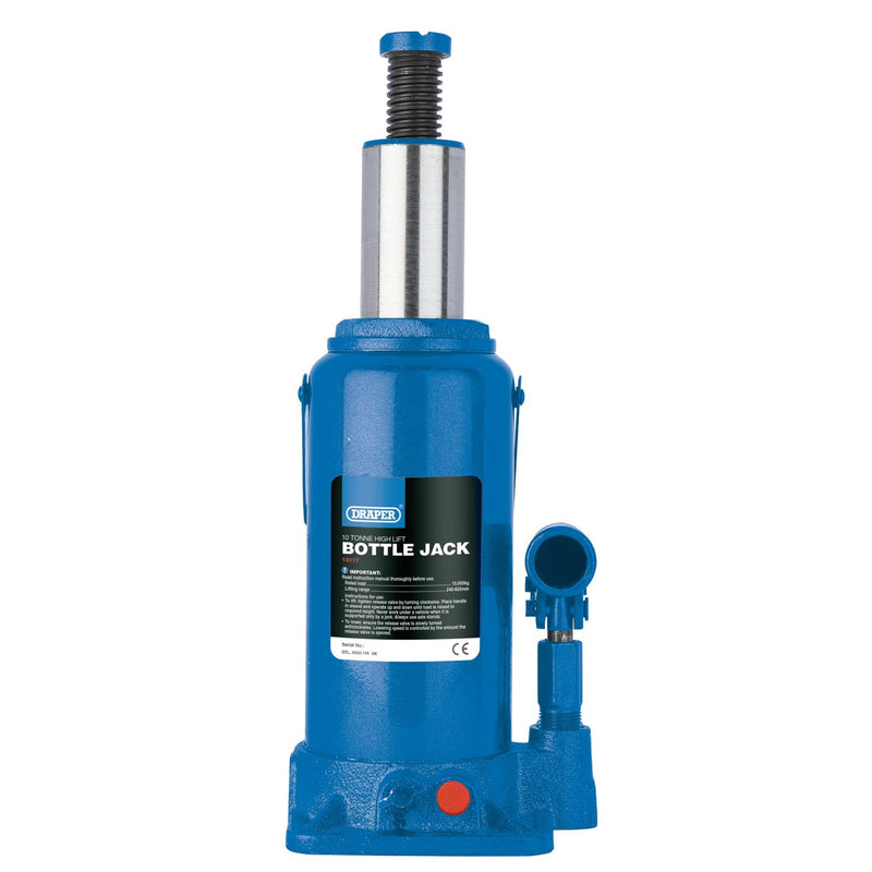 Draper High Lift Hydraulic Bottle Jack, 10 Tonne 13117 Draper - Dynamic Drive
