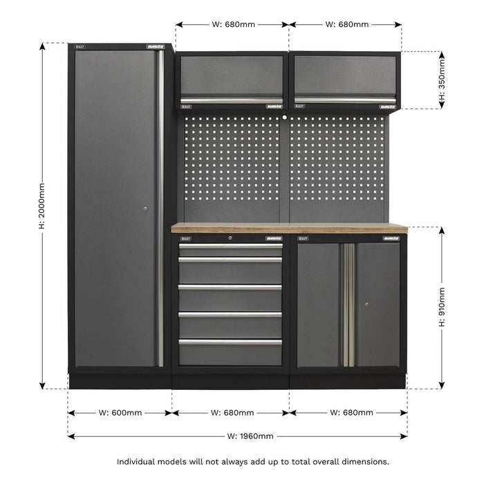 Sealey Superline Pro 2.0m Storage System Wood Worktop APMSSTACK02W Sealey - Dynamic Drive