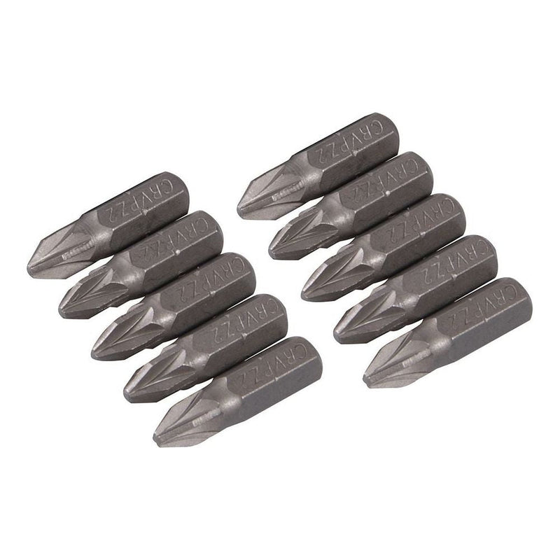 Silverline Pozidriv Cr-V Screwdriver Bits 10pk PZ2 Silverline - Dynamic Drive
