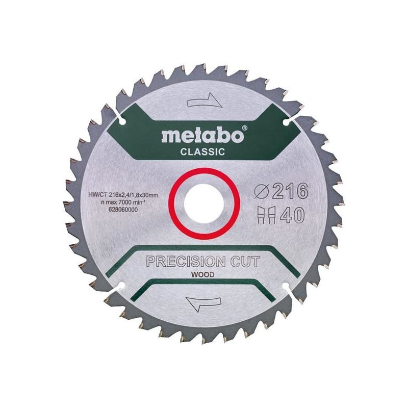 Metabo Precision Cut Wood Circular Saw Blade 216 x 30mm x 40T Metabo - Dynamic Drive
