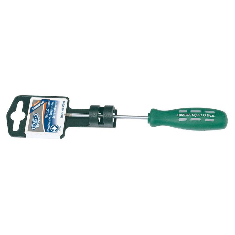 Draper PZ Type Mechanic's Screwdriver, No.0 x 75mm 55504 Draper - Dynamic Drive