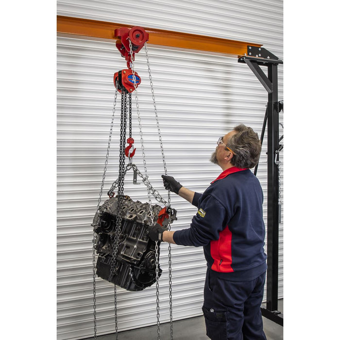 Sealey Portable Adjustable Gantry Crane with Geared Trolley Combo 1 Tonne Sealey - Dynamic Drive