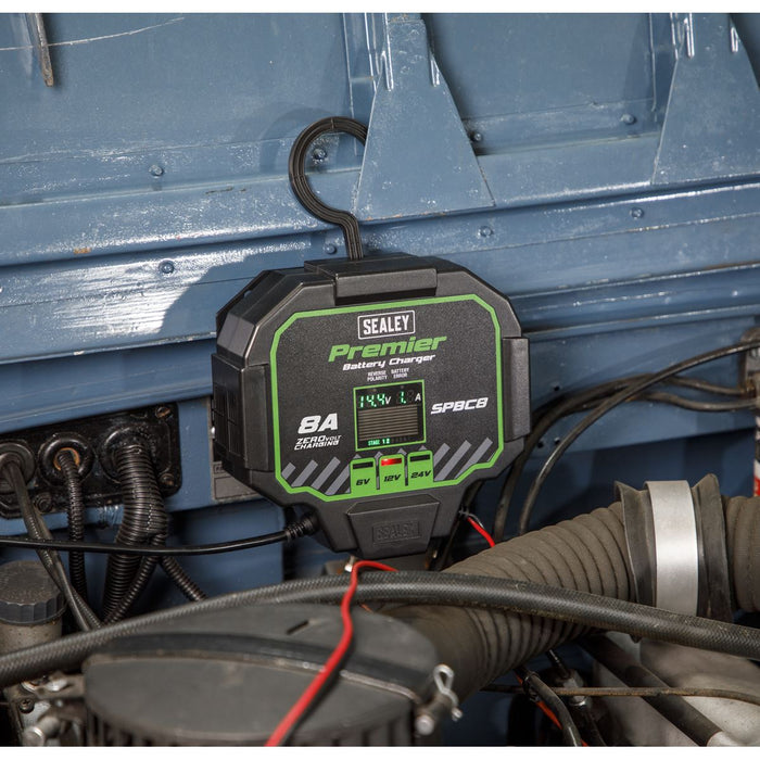 Sealey SPBC8 Battery Charger 8A Fully Automatic Sealey  - Dynamic Drive