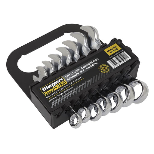 Sealey Combination Spanner Set 7pc Stubby Imperial S01190 Siegen by Sealey - Dynamic Drive