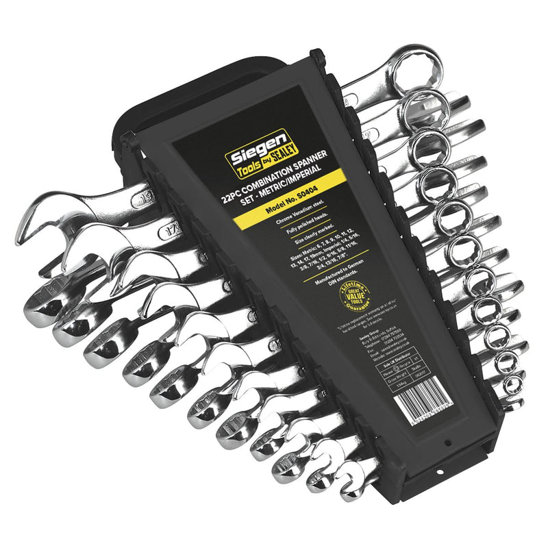 Sealey Combination Spanner Set 22pc Metric/Imperial S0404 Sealey - Dynamic Drive