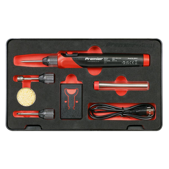 Sealey Lithium-ion Rechargeable Soldering Iron Kit 30W SDL11 Sealey - Dynamic Drive
