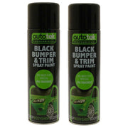 2x Autotek Professional Black Bumper and Trim 500ml Spray Paint High Coverage Autotek - Dynamic Drive