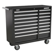 Sealey Rollcab 16 Drawer with Ball-Bearing Slides Heavy-Duty Black AP41169B Sealey - Dynamic Drive