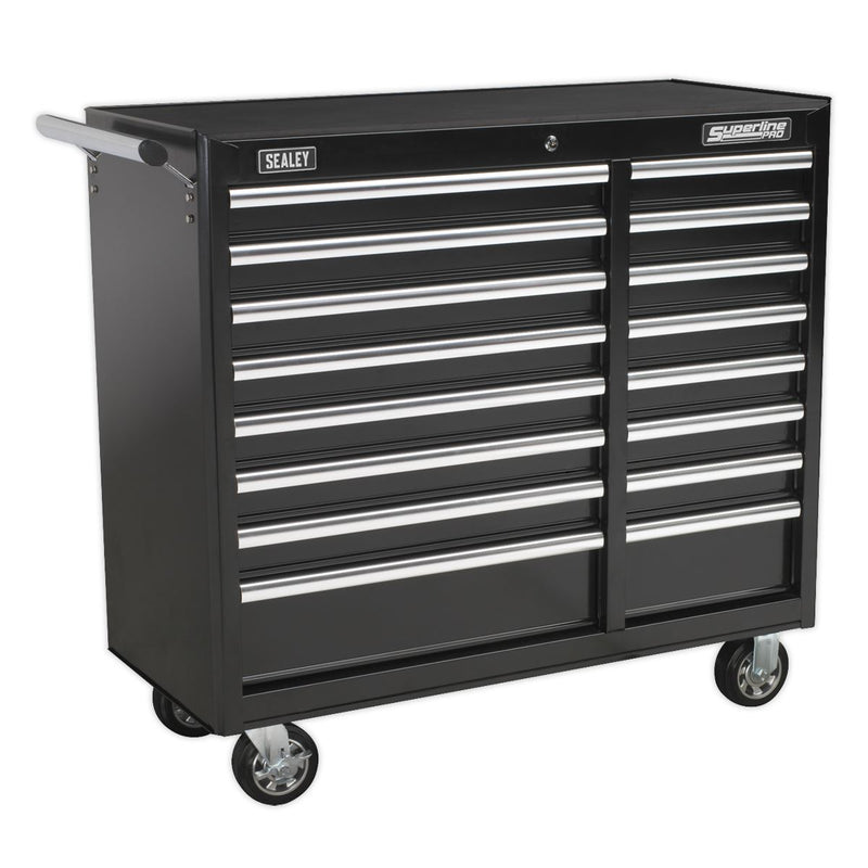 Sealey Rollcab 16 Drawer with Ball-Bearing Slides Heavy-Duty Black AP41169B Sealey - Dynamic Drive