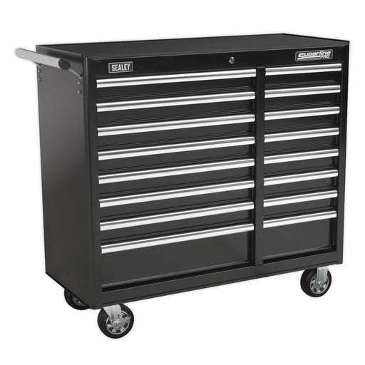 Sealey Rollcab 16 Drawer with Ball-Bearing Slides Heavy-Duty Black AP41169B Sealey - Dynamic Drive