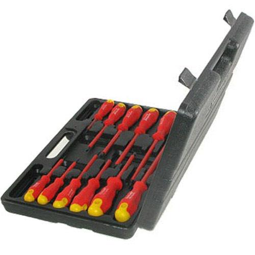 Silverline Screwdriver Set Slotted Phillips Electrician Insulated Soft Grip 11pc Silverline  - Dynamic Drive