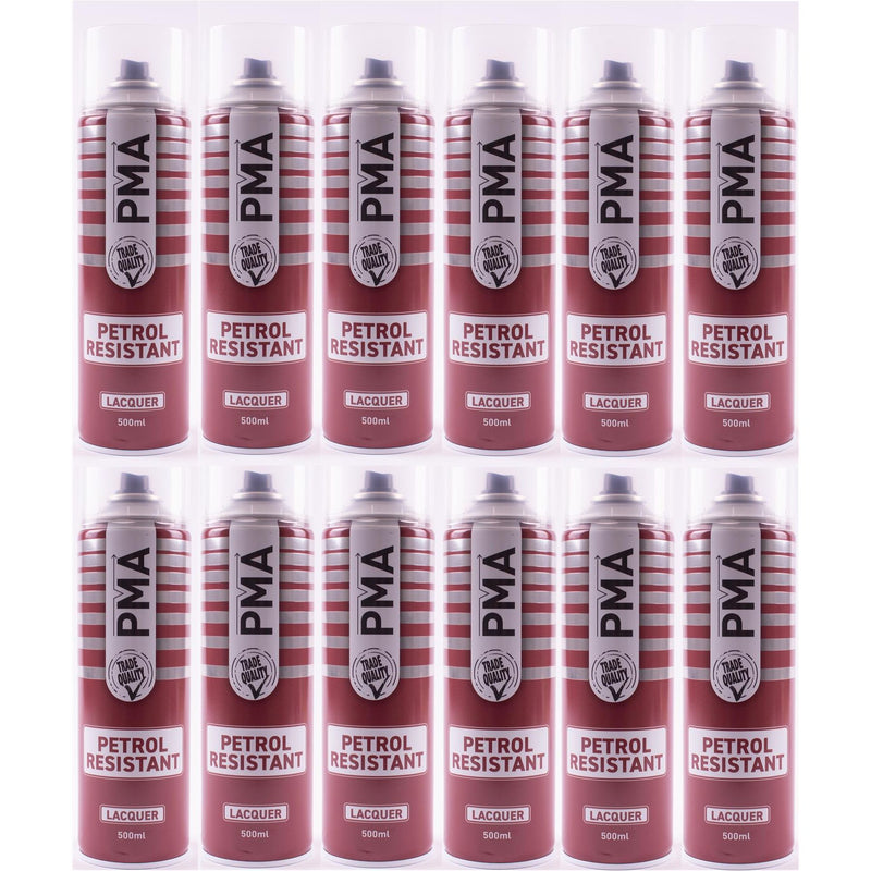12x PMA Professional Petrol Resistant Lacquer 500ml Spray Paint High Coverage PMA - Dynamic Drive