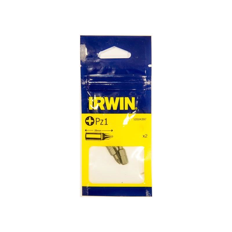 Irwin® Pozidriv Insert Bits PZ1 25mm (Pack 2) IRWIN® - Dynamic Drive