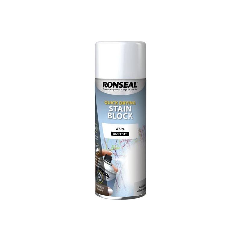 Ronseal Quick Drying Stain Block Aerosol White 400ml Ronseal - Dynamic Drive