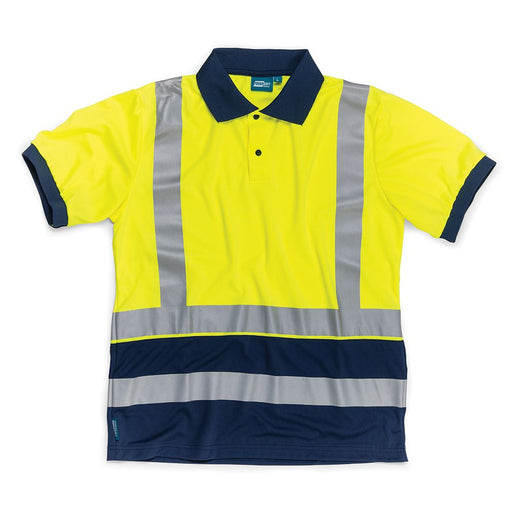 Tough Grit Hi-Vis 2-Tone Polo Shirt Yellow/Navy XXXL Tough Grit - Dynamic Drive