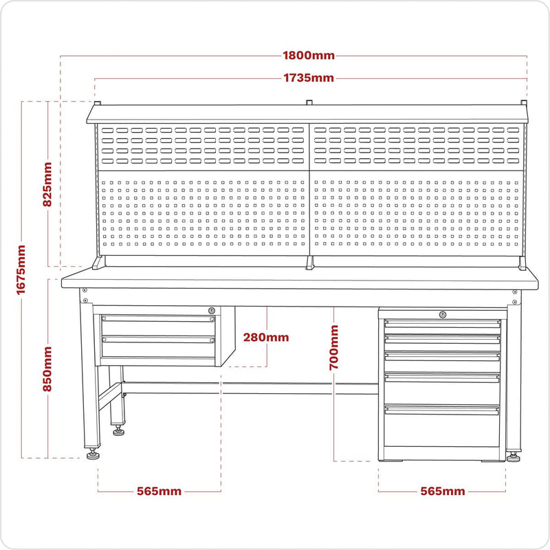 Sealey 1.8m Complete Industrial Workstation & Cabinet Combo API1800COMB02 Sealey - Dynamic Drive