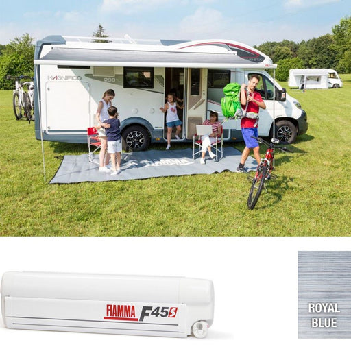 Fiamma Polar White F45S 400 Awning Royal Blue Fabric Fiamma - Dynamic Drive