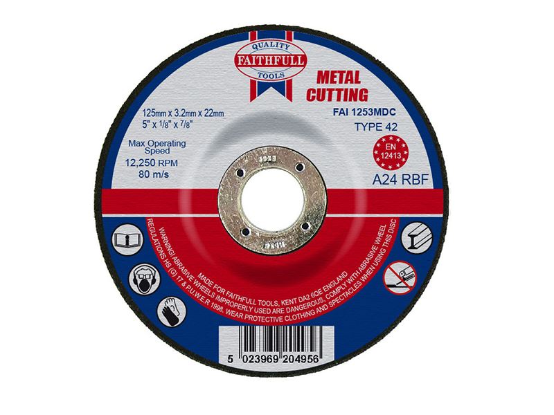 Faithfull Depressed Centre Metal Cutting Disc 125 x 3.2 x 22.23mm Faithfull - Dynamic Drive