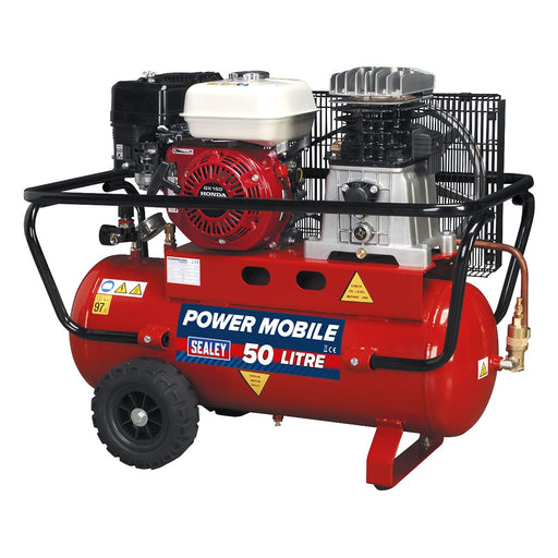 Sealey Air Compressor 50L Belt Drive Petrol Engine 5.5hp SA5055 Sealey - Dynamic Drive