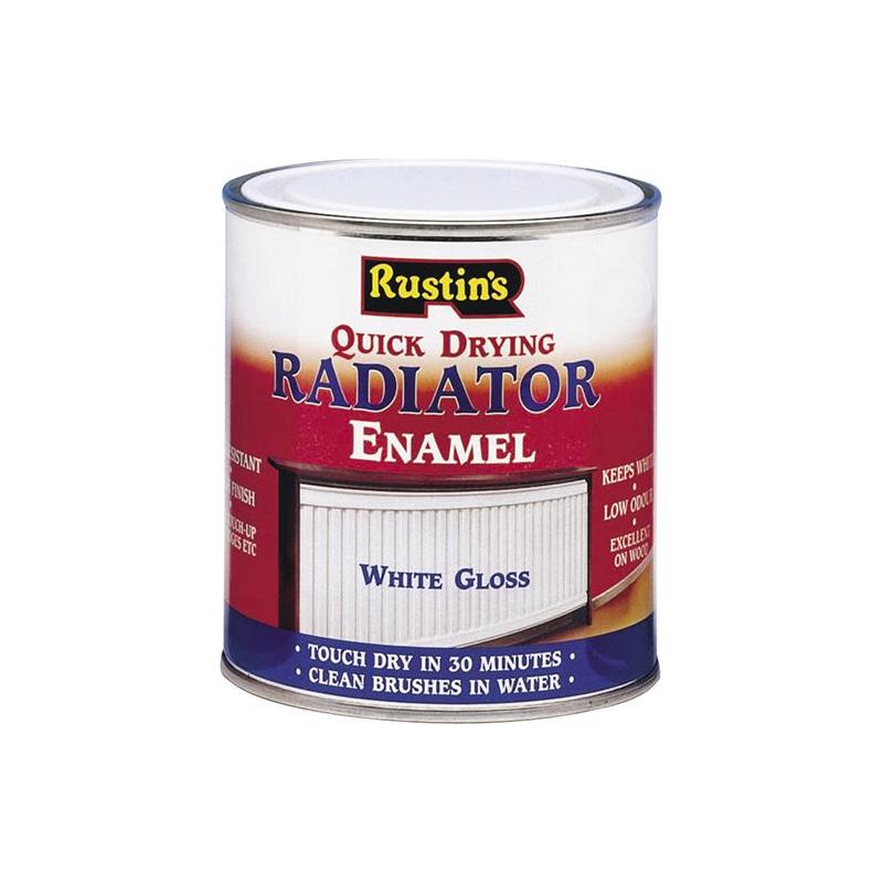 Rustins Quick Dry Radiator Enamel Paint Gloss White 500ml Rustins - Dynamic Drive