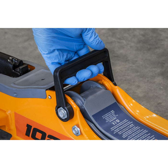 Sealey Low Profile Short Chassis Trolley Jack 2 Tonne - Orange 1020LEO Sealey - Dynamic Drive