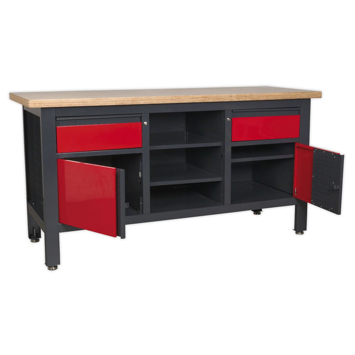 Sealey Workstation with 2 Drawers 2 Cupboards & Open Storage AP1905A Sealey - Dynamic Drive